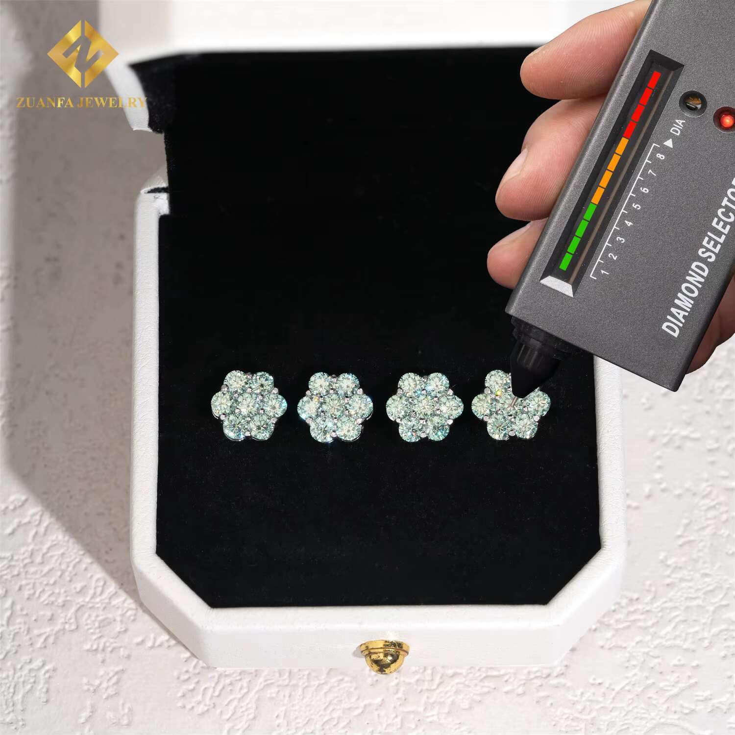 Ready Shipping 6.5mm Blue Green Moissanite Tennis Necklace with Earring Set Fashion 925 Silver Iced Out Moissanite Tennis Chain