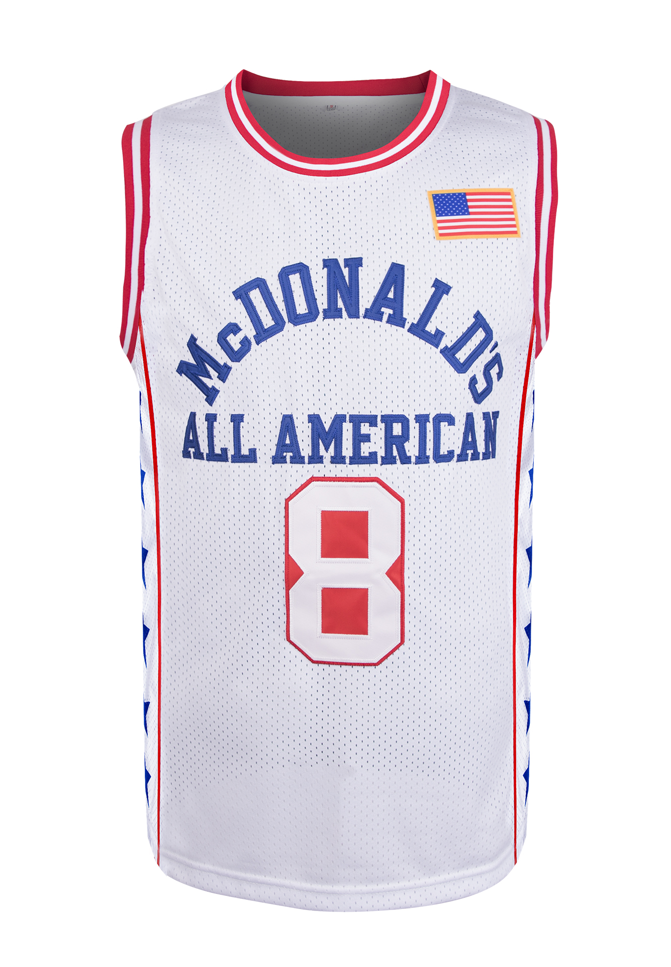 Mens 8 BRYANT Embroidered Basketball Jersey Sleeveless Mesh Round Neck Sports Top with McDonald's All-American Design Loose Fit for Parties Sizes S-3XL