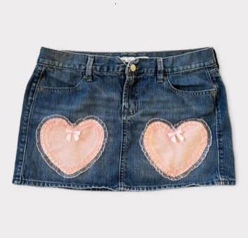 Korean simple denim skirt lace embroidered womens summer sweet and cool style high-waisted slim short skirt 250527