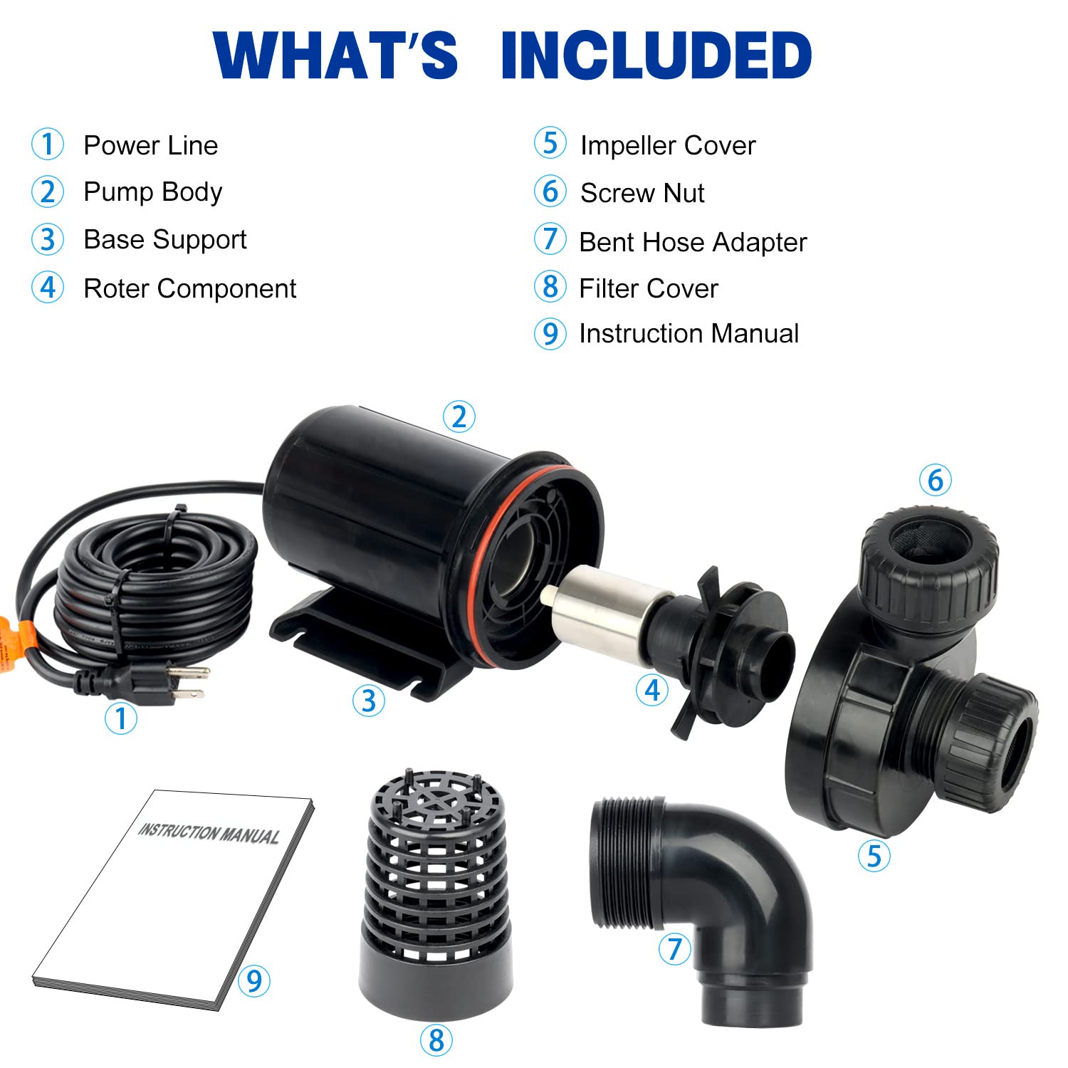 2600GPH Pond Pumps Submersible Outdoor Inline Pump Pond High Head Water Pump for Garden Waterfall Fountain Water Circulation Pump for Koi Fish Pond