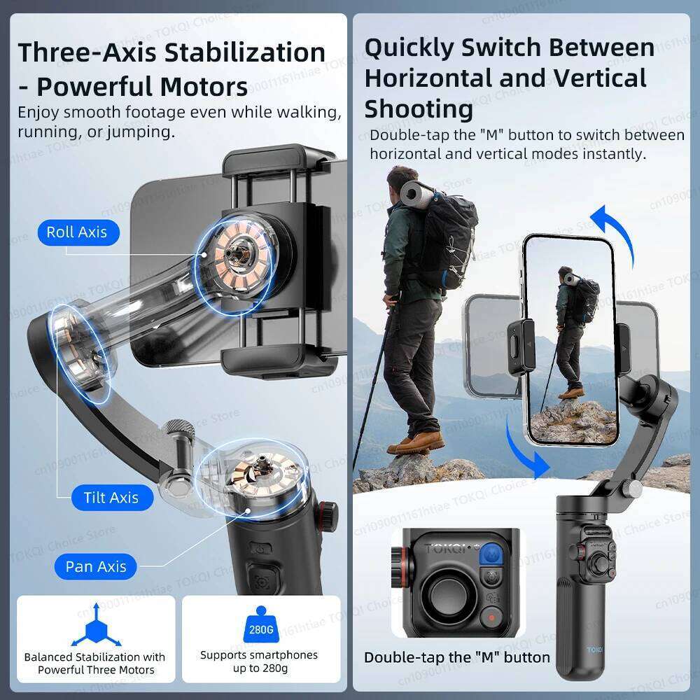M02 New 3-Axis Handheld Gimbal Stabilizer Smartphone with Wireless Remote for iPhone Android Phone Face Tracking Tiktok Vlog