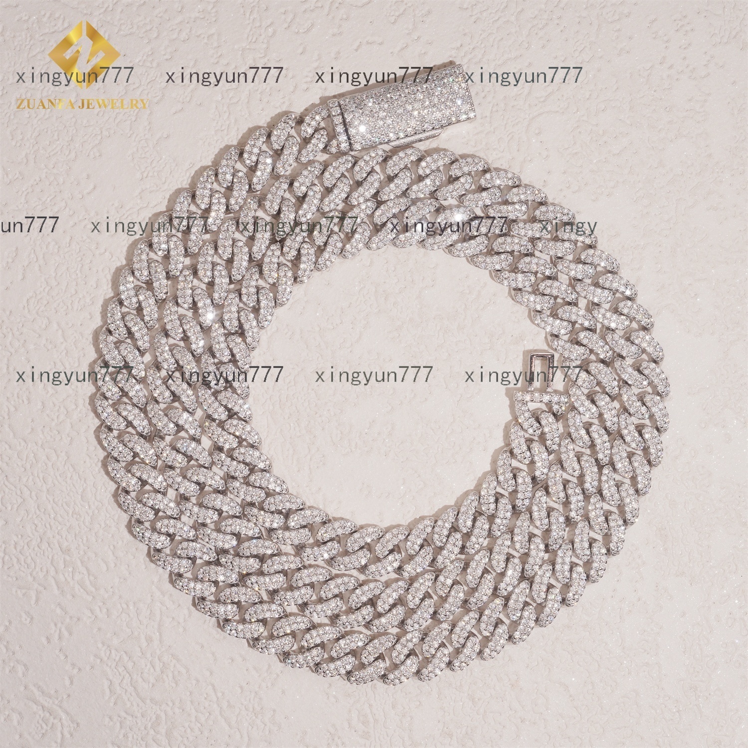 Iced Out 8mm Hip Hop Moissanite Cuban Link Chain Pass Diamond Tester 925 Silver Moissanite Diamond Cuban Llink