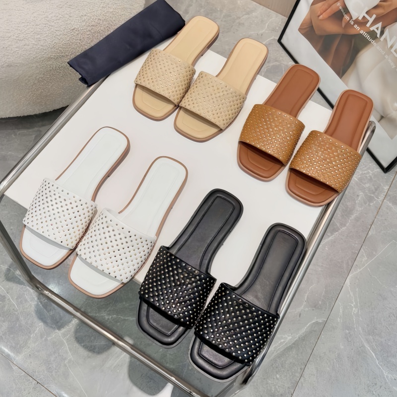 New fashionable slippers, luxury designer sandals, genuine leather letter beach shoes, outdoor casual sandals, women's sexy flat shoes, indoor slippers