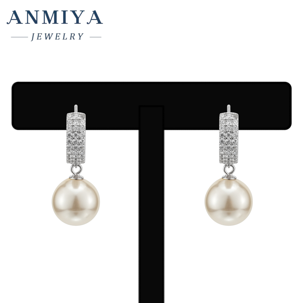 Wholesale Fashion Exquisite Jewelry Luxury Imitation Pearl Pendant With Zircon Hoop Earrings for Womens