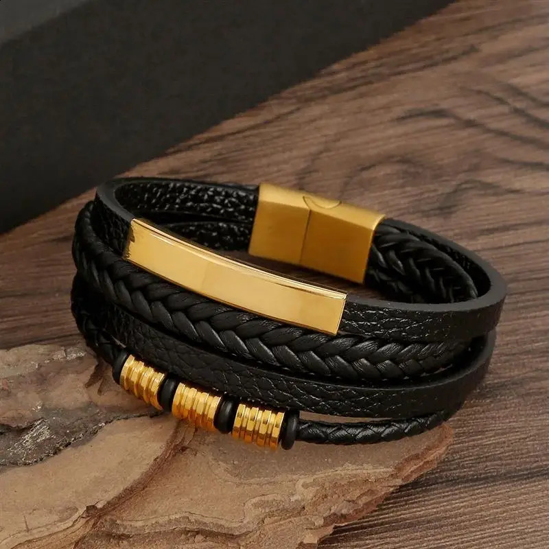 Classic Mens Leather Bracelet Style Handwoven Multilayer Combination Accessory Fashion Man Jewelry Wholesale Drop 250528