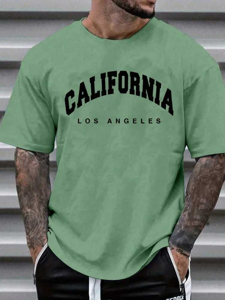 3D Cfornia Letter Print Mens Loose T-shirt Urban Street Mens Fashion Short-sleeved Top Summer Daily Casual Mens T-shirtC250530