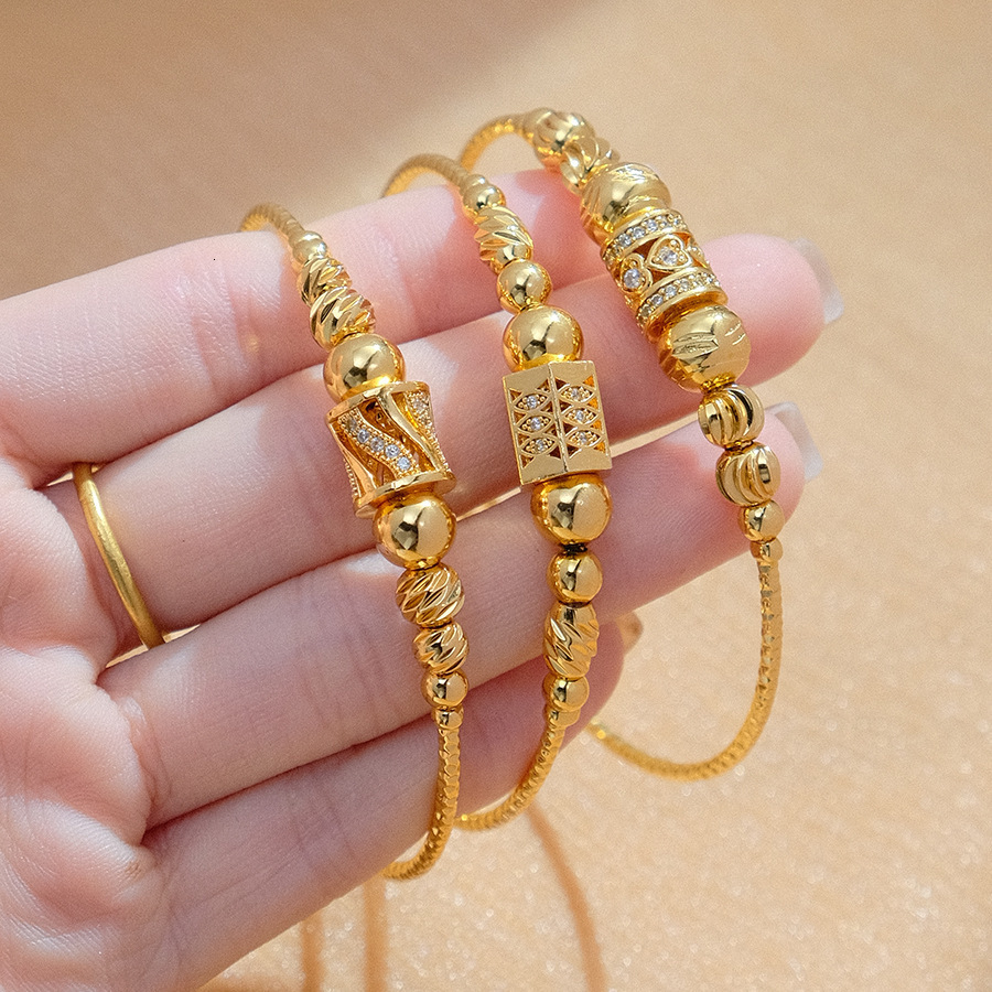 Wando 4pcs/lot Baby Bangles Gold Color Ethiopian Kids Exquisite Bracelet/Bangle Trendy African Arab Ramadan children's Jewelry CX200731