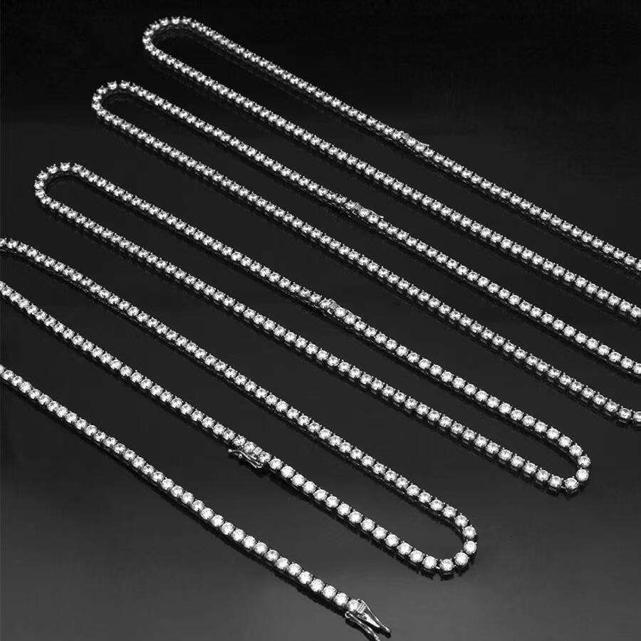 2MM 3MM 4MM 5MM Lab Dia S Sier Vvs Moissanite Tennis Chain NecklaceMen Women Hip Hop Iced Out Fine Jewelry