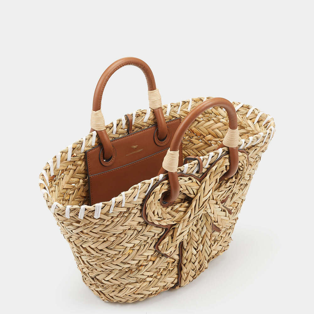 Tote Bag Leather Bag ANYA Anya Straw Woven Women S Bowknot Rope Knot Basket Handbag Vacation Beach Picnic Bag Shoulder Bag