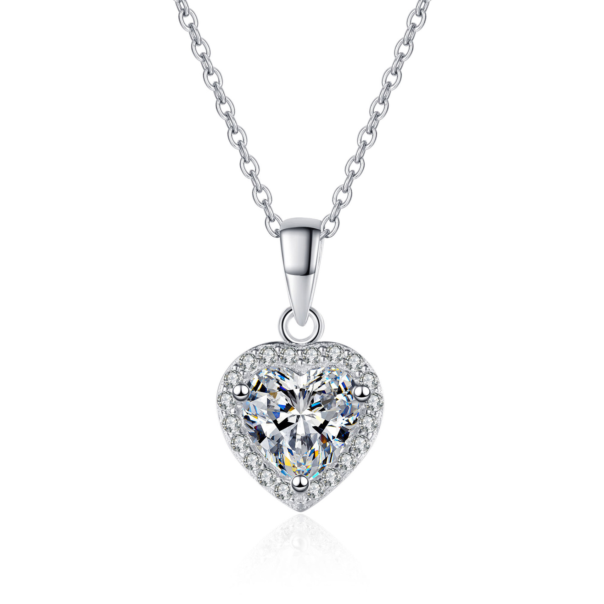 925 Sterling Silver Moissanite Cluster Heart Pendant Necklace PT950 Gold Plated Dainty Clavicle Chain Elegant Jewelry Wholesale Supply