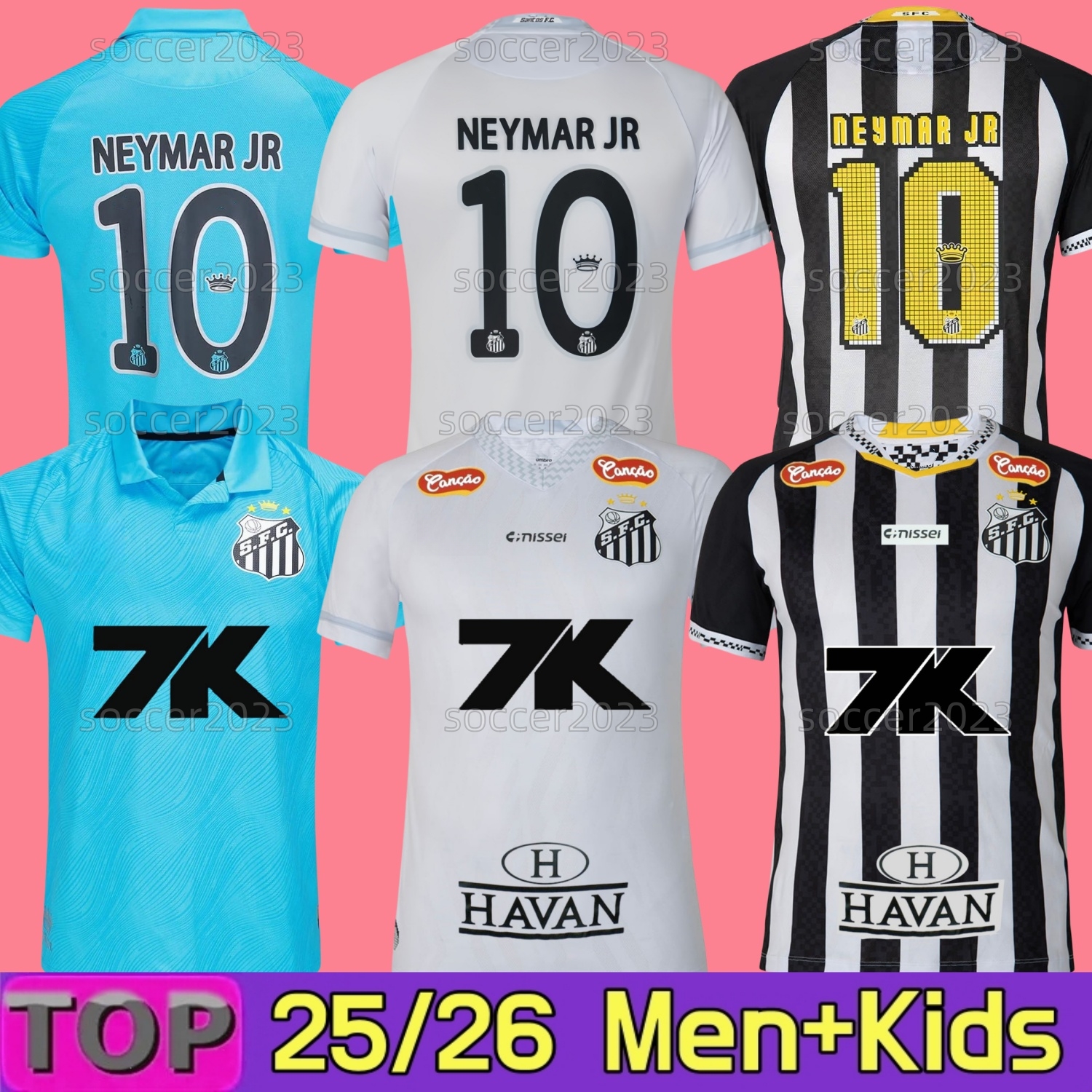 2025 2026 Santos FC NEYMAR JR Third soccer jersey 11 12 13 1970 vintage classic 24 25 26 Home football men kids kit shirt retro jersey GUILHERME Football GIULIANO PELE