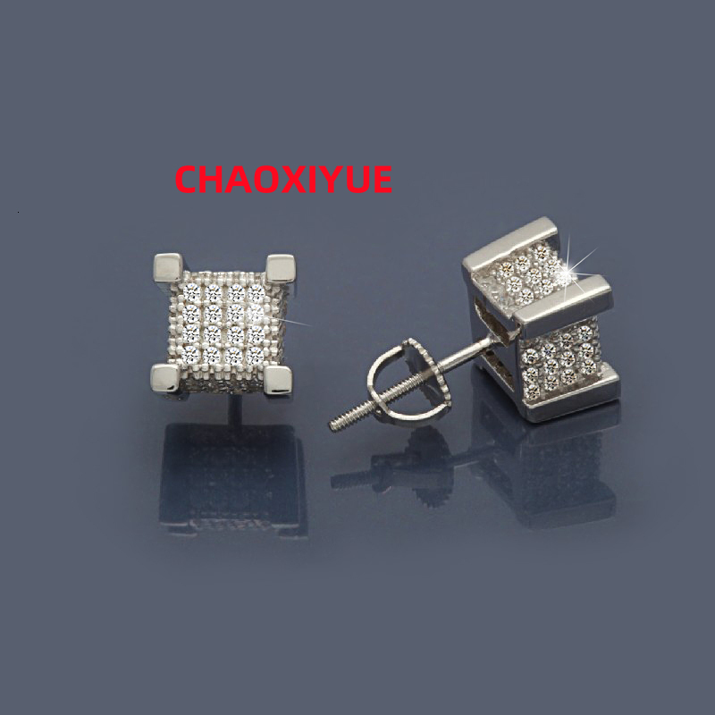 High Quality Custom 925 Sterling Silver Stud Earring Hip Hop Design Jewelry Zircon Moissanite Iced Out Cluster Earring for Women