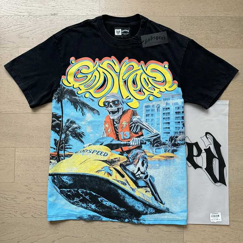 2025 Summer GOD SPEED Short Sleeve Black Tops Men Women Cotton Breathable Print Tee Godspeed Vintage T-shirtsC250530