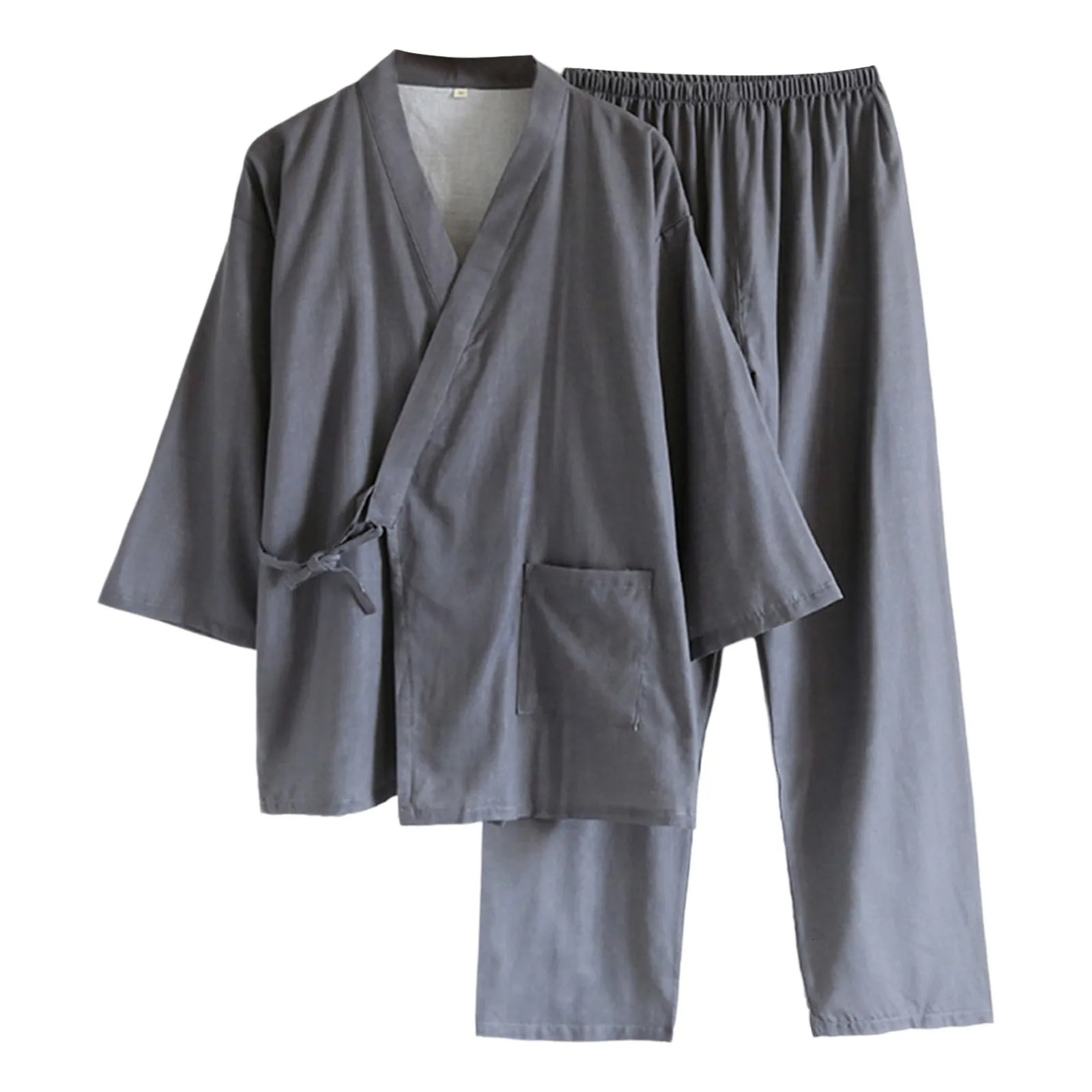 MenS Japanese Kimono Pajamas Loose Loungewear Set Bottoms Home Wear Suirt For Man Fall Winter 250526