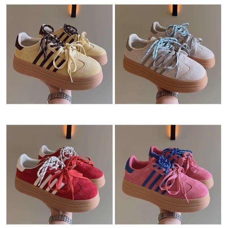 New Thick Soled Double Lace De Xun Shoes For Women, Fashionable And Versatile, Lightweight Candy Colored Casual Shoes, Designer Women's Shoes, Lu