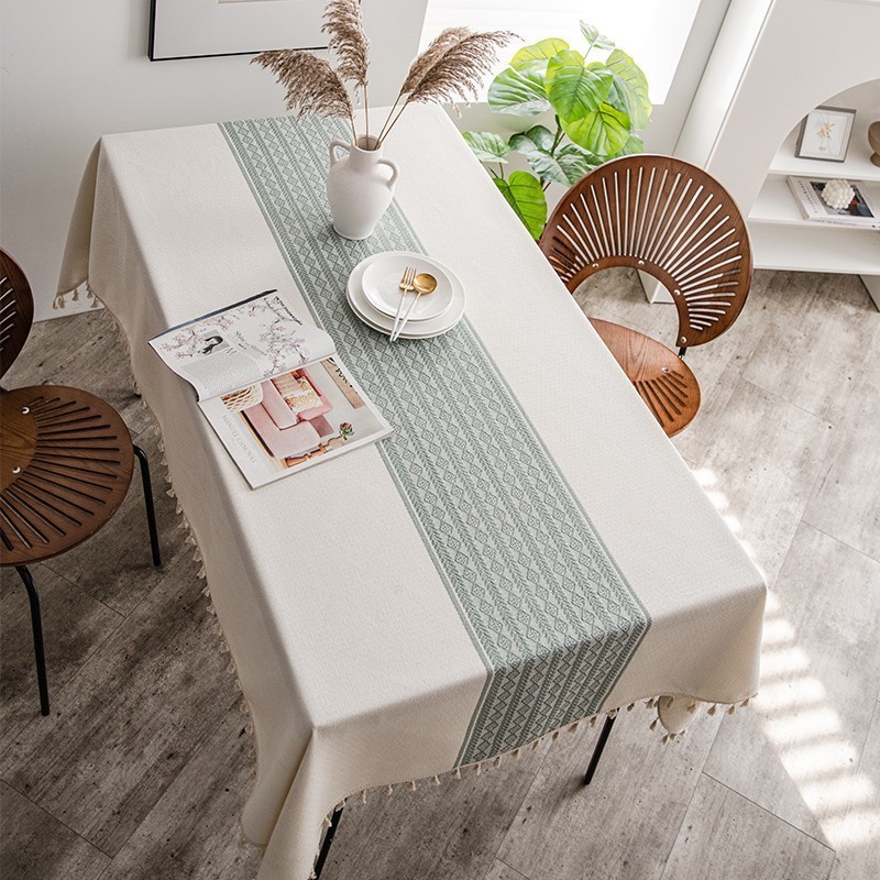 D28 tablecloth fabric cotton linen small fresh Nordic simple high-end light luxury rectangular home table cloth coffee table table cloth