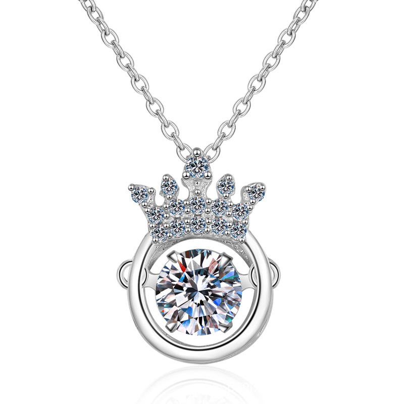Women's Elegant Moissanite Crown Neckpiece | Lightweight 925 Silver, 0.50 ct Simulacrum Diamond Drop Earring Set