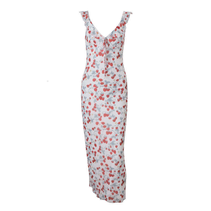 Casual Women Dresses 2025 Summer New Women's Sexy Low-Cut Spicy Girl Vacation Printed Slim Strap Dress