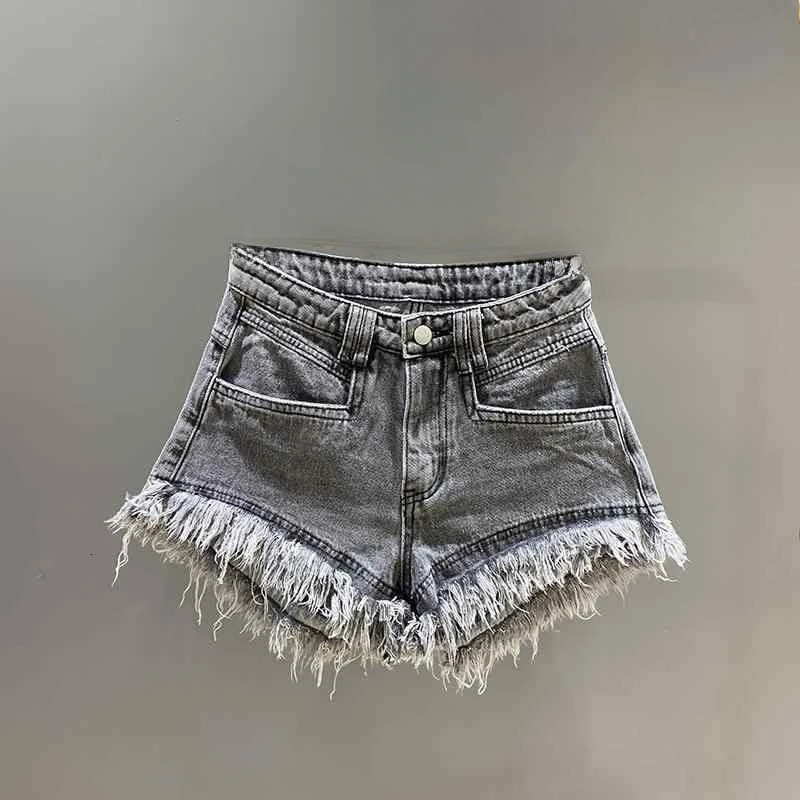 Y2K Clothing Harajuku Solid Color Low Waist Denim Shorts Gothic Retro Tassel Slim Shorts Women Summer Jorts Short Pants 250527