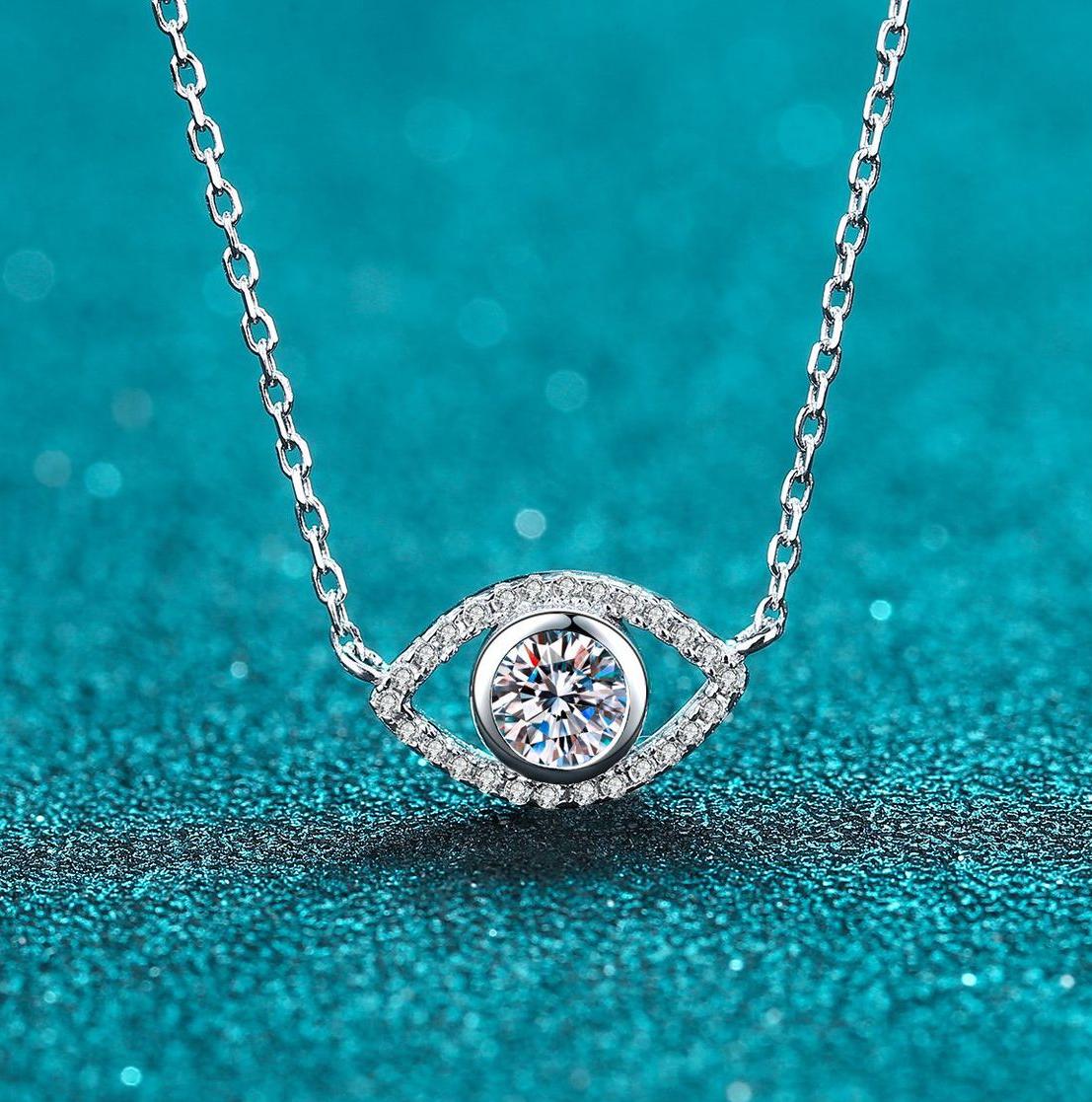925 Sterling Silver Angel Eye Moissanite Micro Pave Pendant Necklace Unique Fashion Hypoallergenic Jewelry Wholesale Direct Shipping