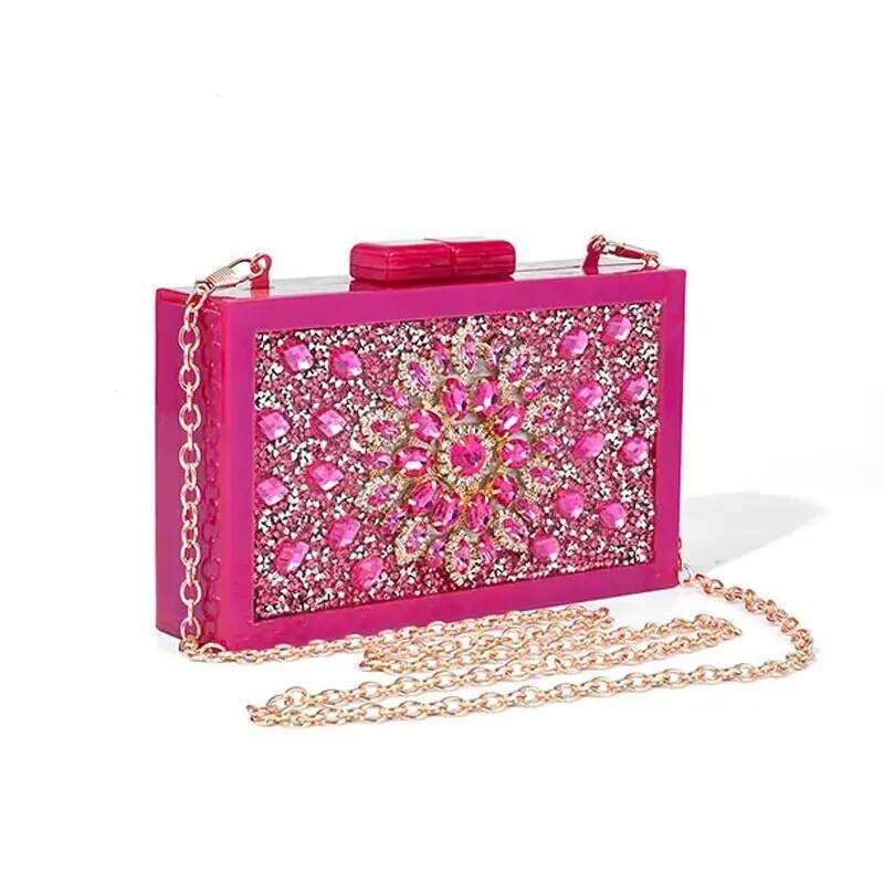 New Messenger Ladies Clutch Chain Fashion Dia Acrylic Party Shoulder Pearl Purse Glitter Evening Bag For Wedding