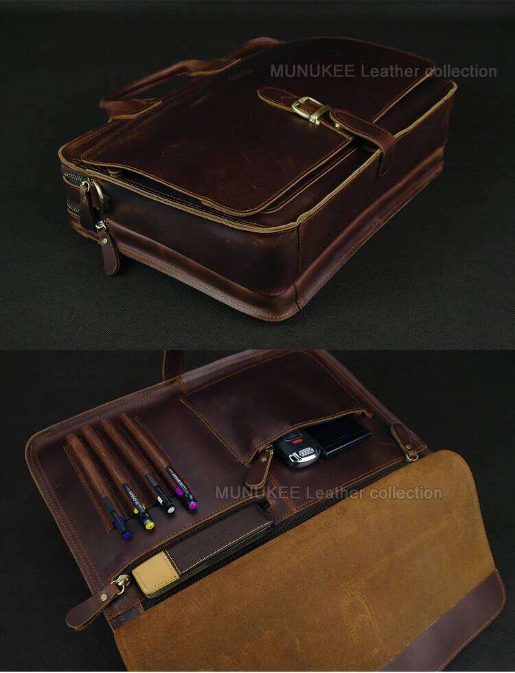 Designer Bag Genuine Men Briefcase Business Leather Portfolio Laptop Shoulder Messenger Bag Male Document Office