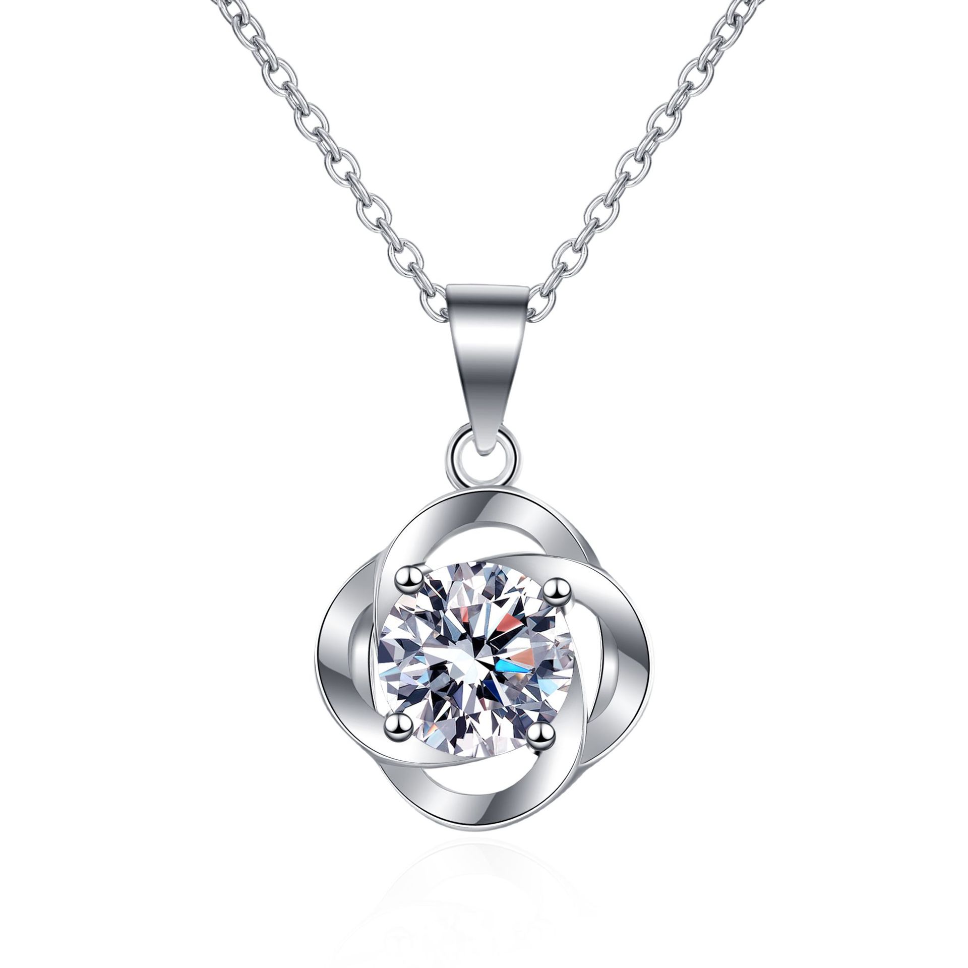 Women's 4-prong Set 1Carat Moissanite Diamond-Like Necklace Chain Accessory | Trendy & Durable
