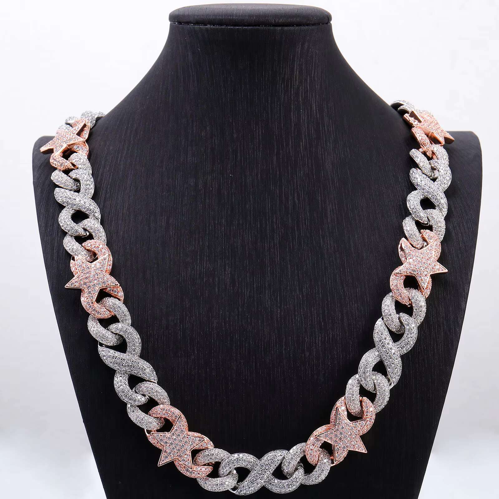 Fine Jewelry Chain 925 Silver Rose Gold Plated Necklace Moissanite Cuban Link Hip Hop Cuban Chain Bracelet for Women