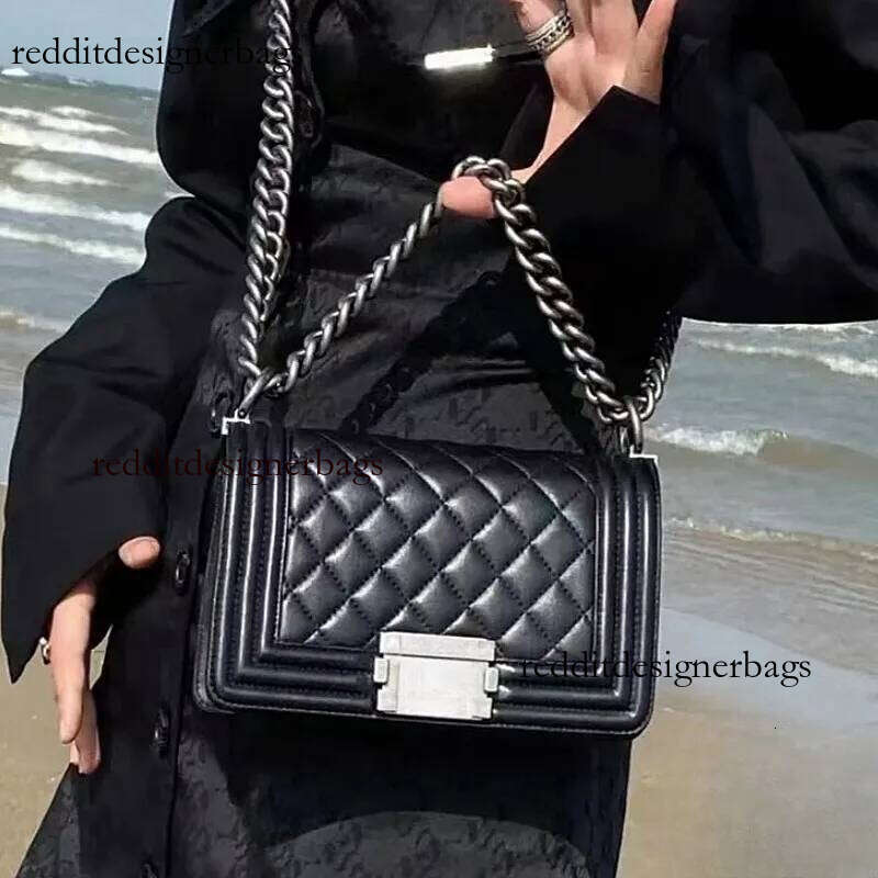 10A Mirror Quality Designer bag black genuine leather claic chain crobody 25cm women' hand able high-end houlder trap adjutable
