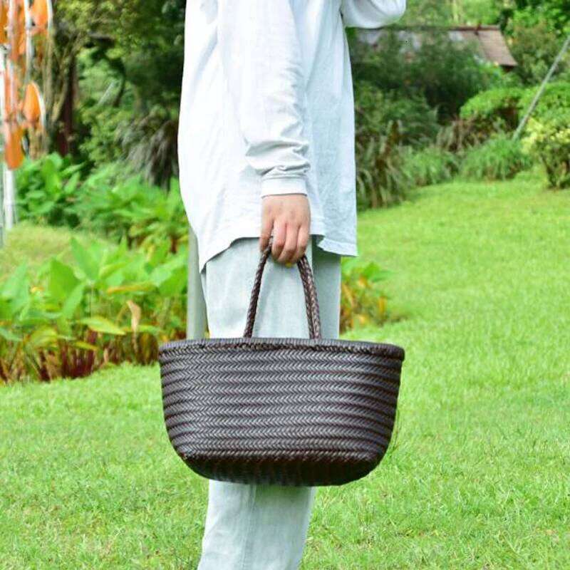 Designer Bag Women Weave Handbags Feminine Handmade Woven Bucket Bag With Cotton Inner Pockets Casual Knitting Leather Handle Bags