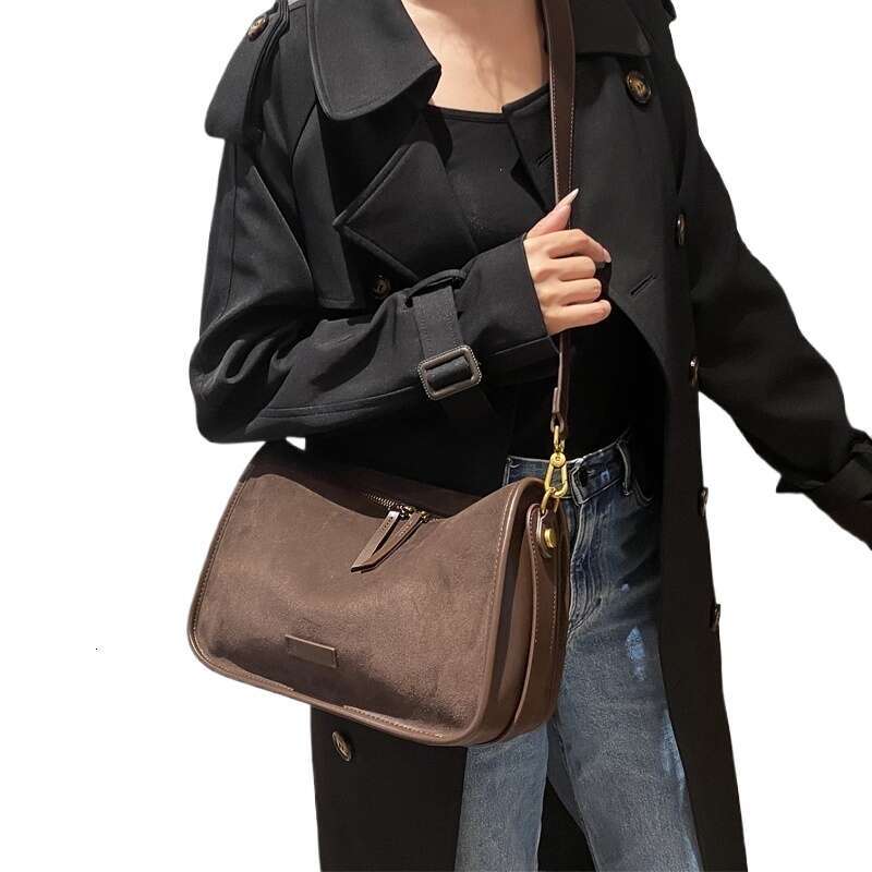 Famous brand bag suede cowhide fashion women's shoulder diagonal cross coffee women brown handbag angora red