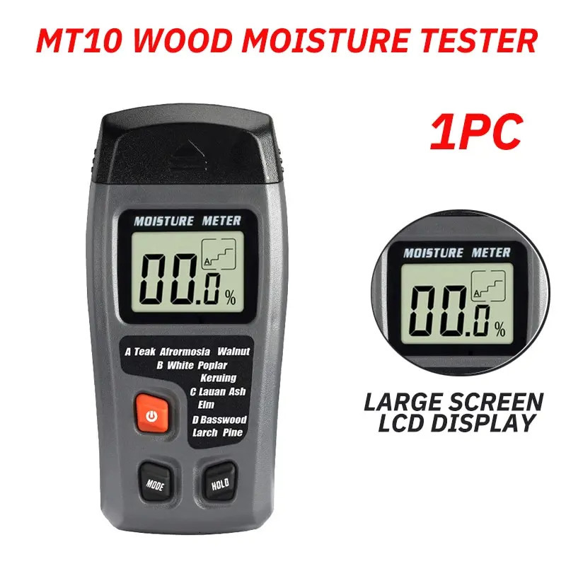 1PC MT10 Hygrometer Accurate Large LCD Display Wood Moisture Tester Digital Wall Moisture Detector Wood Moisture Meter 250530