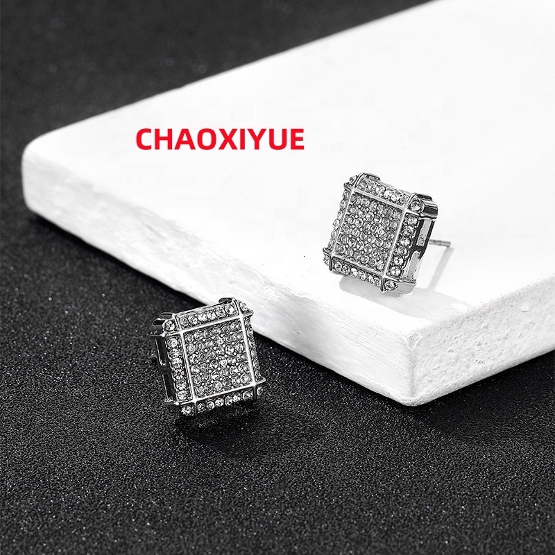 2024 Top Sales High Quality Mens Hip Hop Bling Fashion Jewelry Earrings Iced Out Pave Setting Silver with Moissanite Stone