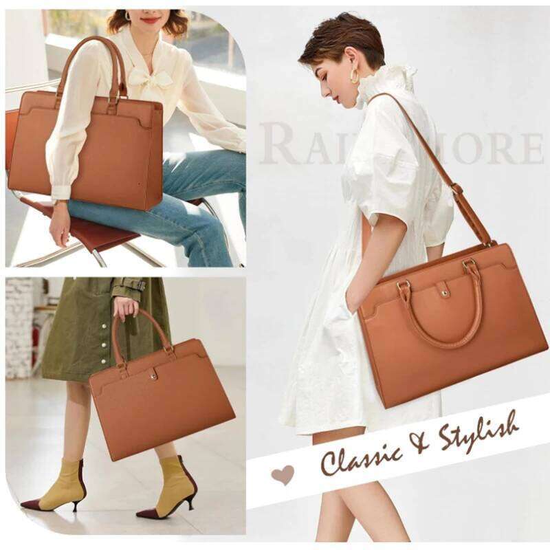 Designer Bag Large Capacity For Women Inch Laptop Tote Leather Work Waterproof Briefcase Business Office Computer Bag