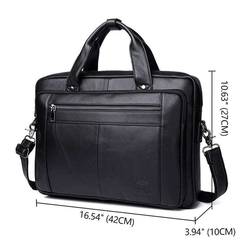 Designer Bag SCHLATUM Genuine Leather Bussiness Briefcases Black For Men Handbags Laptop Briefcase Bags Inch Office Computer