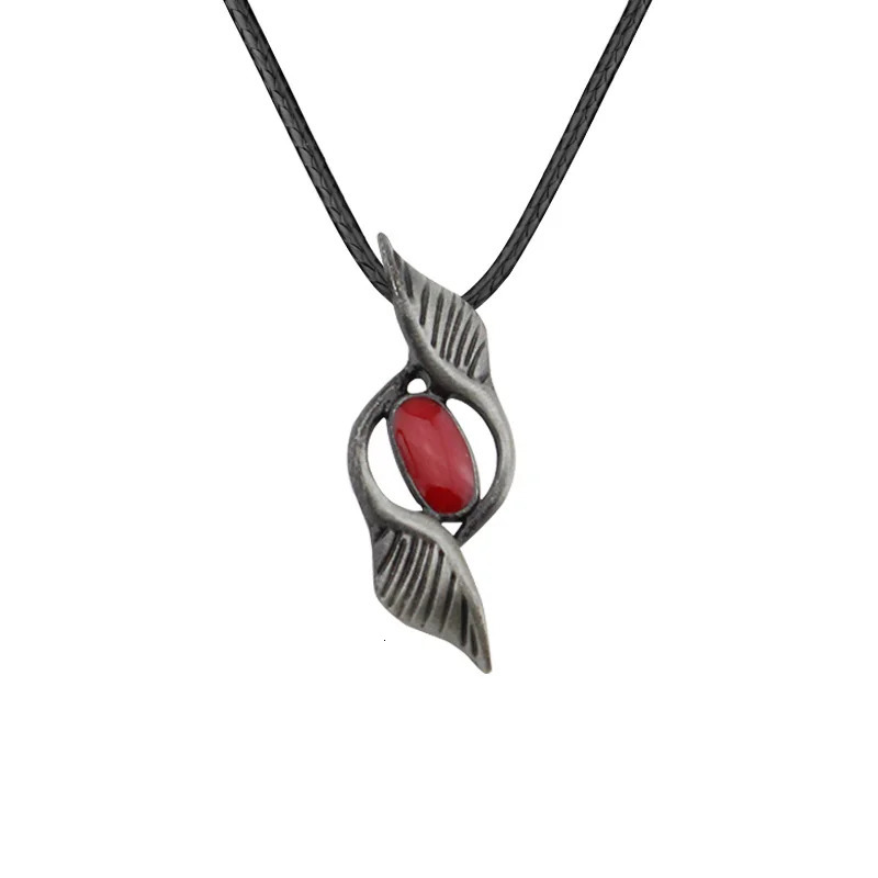 Dmc Devil May Cry 5 Dante Pendant Necklace Red Blue Gem Cosplay Necklaces Long Rope Chain Vintage Gifts for Men 250528