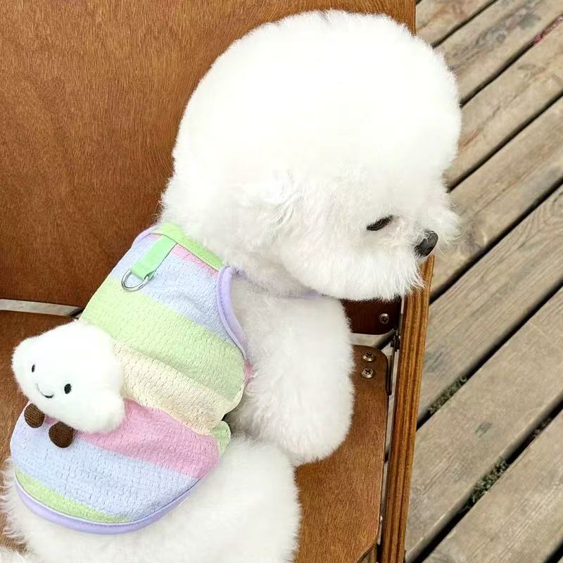 T00349 Mesh breathable dog vest summer thin style can lead small dog Teddy cat Bichon small dog pet clothes