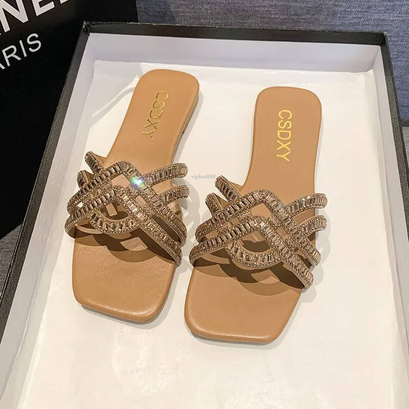 Free Outdoor Beach Shipping Slides Designer Slippers For Womans Flat One Line Flat Slippers For Women's Heads At Home