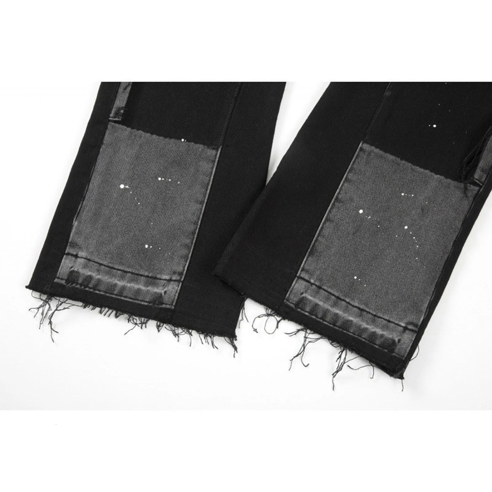 Korean Clothes Y2k Old Wash Baggy Jeans Man 2000s Casual Gothic Wide Pants Splicing Ink Street Micro Flare Denim Jeans 250527