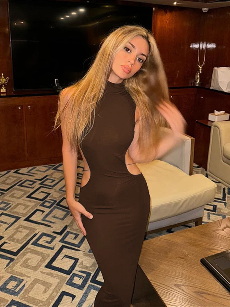 Weird Puss Y2K Butterfly Metal Dress Women Hollow Backless Sleeveless Fitness Cross Bandage Midnight Club Summer Vacation Bodyco 250527