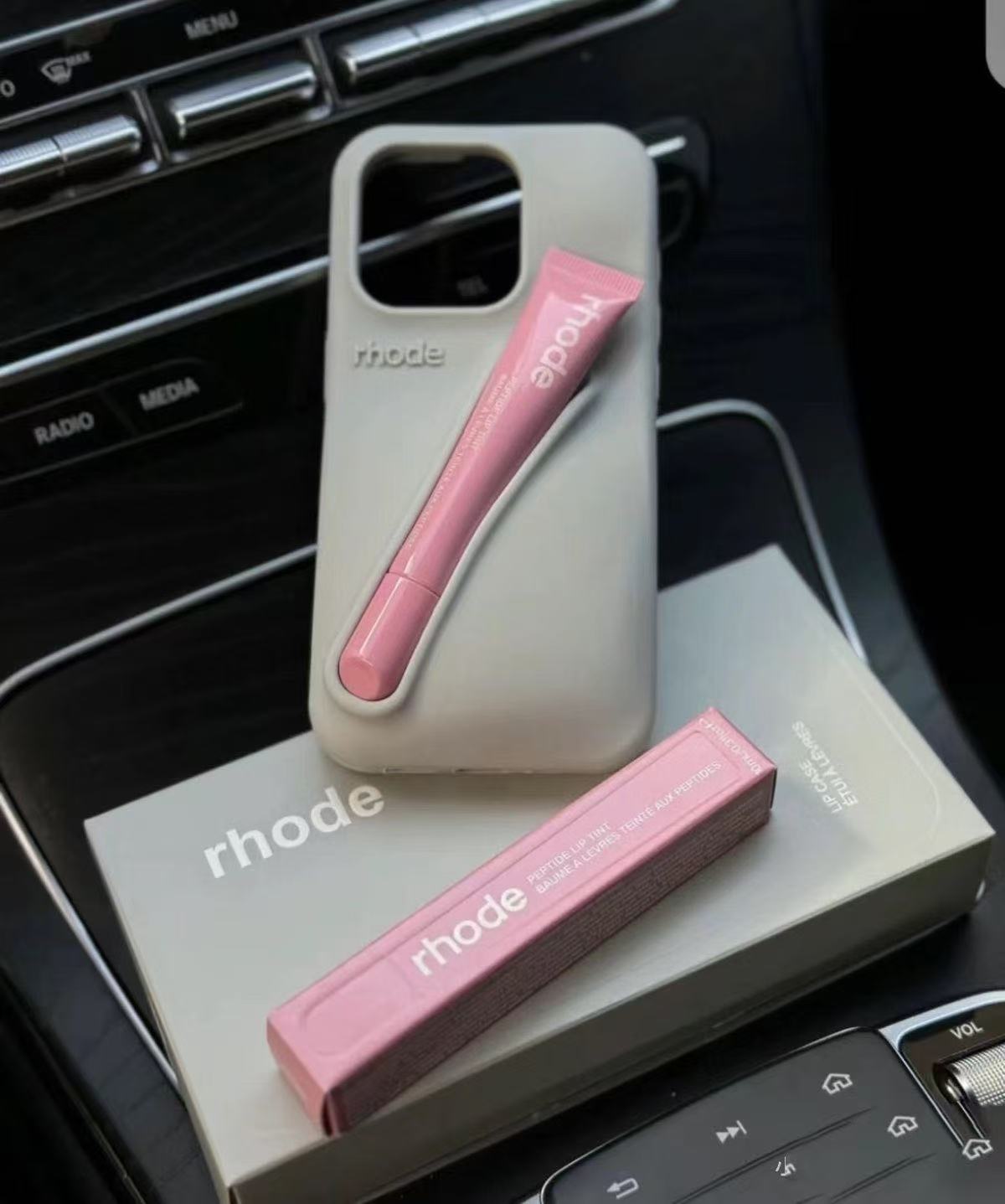 Original Rhode Lipstick Holder with Lip Glass Phone Case for iPhone 13 16 15 Pro Max 11 12 14 Plus Lip Balm Soft Silicone Cover