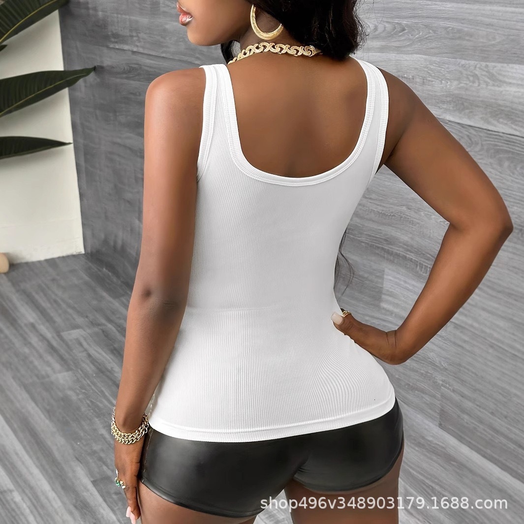 women's wear Xiyin TikTok Strap Temu Women's Summer Solid Color Sleeveless Casual V-neck Vest Top