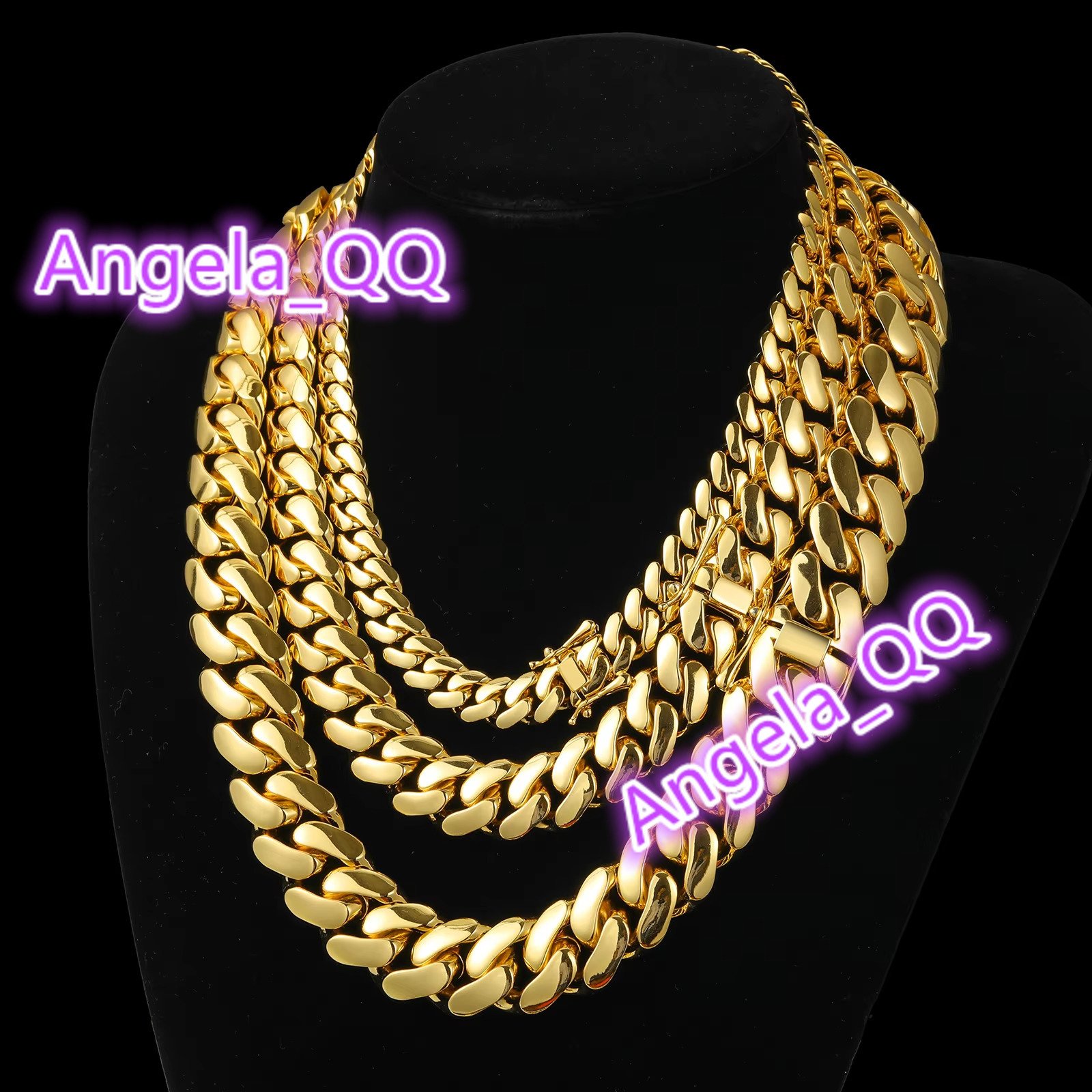 Cadenas Cubana Wholesale Hip Hop Jewelry Luxury Gold Plated Choker Solid Miami Cuban Link Chain Necklace for Men