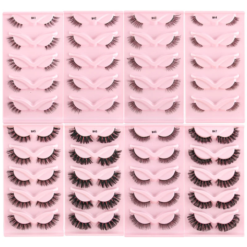 Wholesale Half Mink Lashes Cat Eye Lashes Natural Look Fluffy Corner Eyelashes Wispy Half False Eyelashes Faux Mink Makeup 250530
