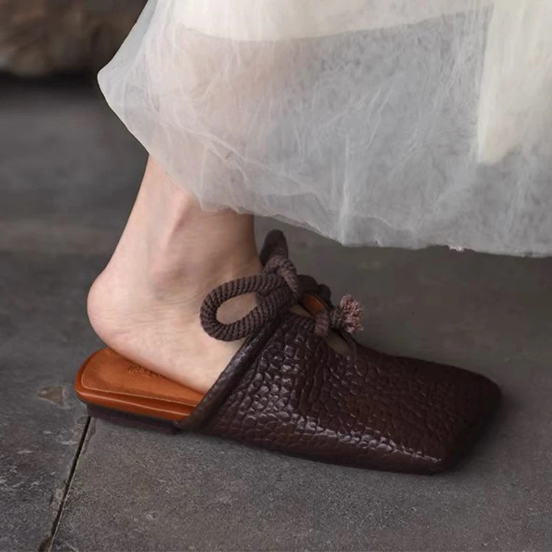 Square Toe Flats Slippers Women Mules Shoes Fashion Casual Sandals Summer Slingback Flip Flops Sandalias De Mujer 250529