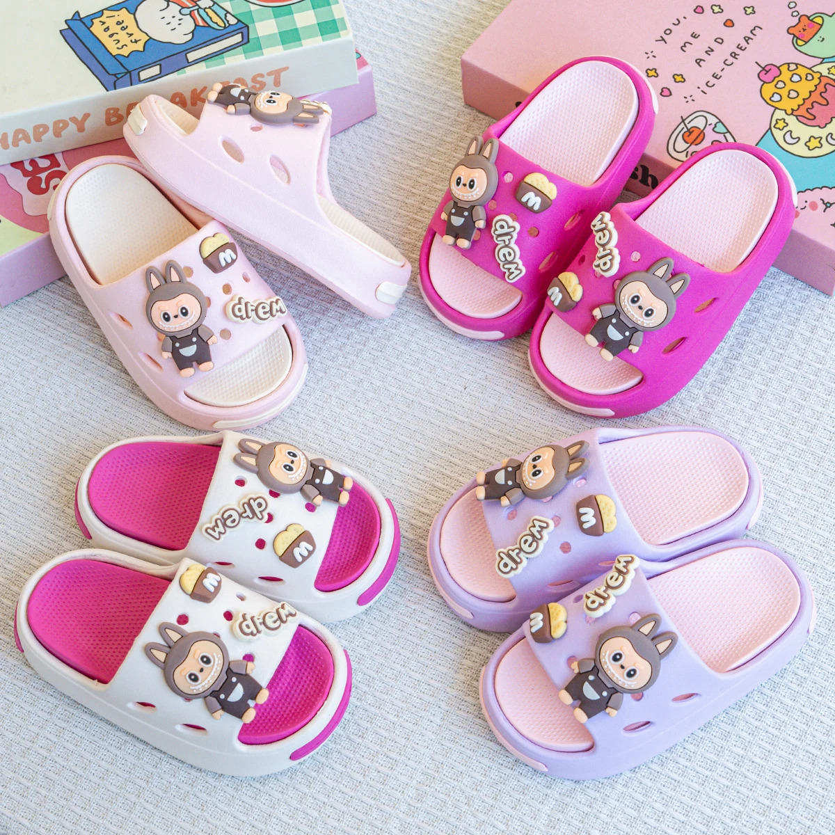 Cartoon Letter Labubu Versatile Eva Slippers for Boys and Girls Fashionable Double-Piece Soft-Soled Non-Slip Sandals 250529 - view 7