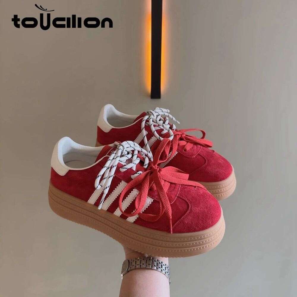 New Thick Soled Double Lace De Xun Shoes For Women, Fashionable And Versatile, Lightweight Candy Colored Casual Shoes, Designer Women's Shoes, Lu
