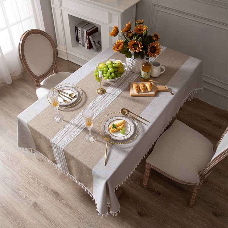 D28 tablecloth fabric cotton linen small fresh Nordic simple high-end light luxury rectangular home table cloth coffee table table cloth