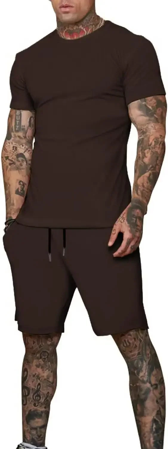 2025 Mens Short Sleeve Suit 2 Piece Set Clothing Fashion Summer Sportswear Casual and Shorts 250529Z