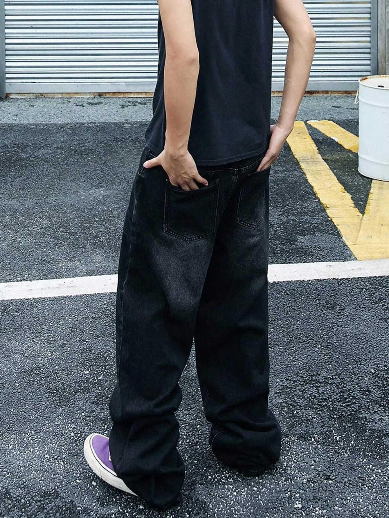 Mens casual loose straight jeans black street slim style suitable for daily casual and fashionable wear in all seasons 250528